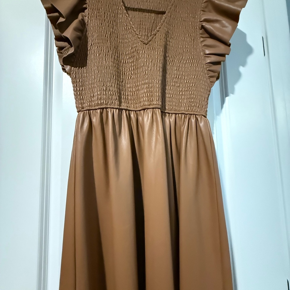 Brown leather dress